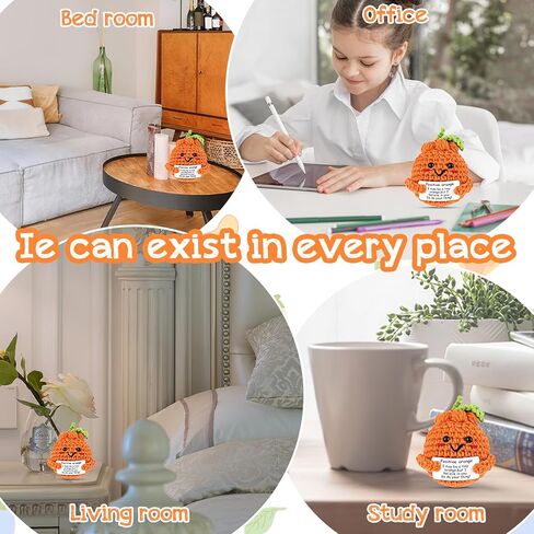 هدية كروشيه برتقالية مصنوعة يدويًا، دمية كروشيه برتقالية إيجابية هدايا ملهمة لطيف دمية برتقالية محبوكة لعبة برتقالية مضحكة لتشجيع تزيين حفلات أعياد الميلاد والأصدقاء in Kuwait