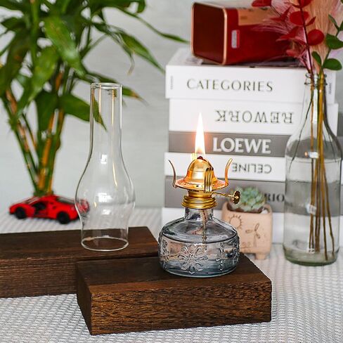 2 Pcs Chamber Oil Lamp Grey Vintage Glass Clear Kerosene Lamp Indoor Decorative Hurricane Lamp Oil Lamps for Indoor Use or Tabletop Decor and Emergency Lighting in Saudi Arabia