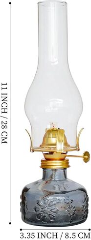 2 Pcs Chamber Oil Lamp Grey Vintage Glass Clear Kerosene Lamp Indoor Decorative Hurricane Lamp Oil Lamps for Indoor Use or Tabletop Decor and Emergency Lighting in Saudi Arabia