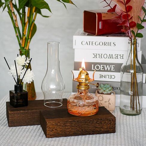 2 Pcs Chamber Oil Lamp Grey Vintage Glass Clear Kerosene Lamp Indoor Decorative Hurricane Lamp Oil Lamps for Indoor Use or Tabletop Decor and Emergency Lighting in Saudi Arabia