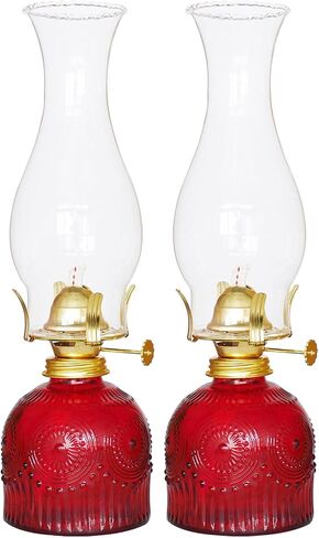 2Pcs Oil Lamps for Indoor Use Blue Vintage Glass Clear Kerosene Lamp Indoor Decorative Hurricane Lamp Oil Lantern for Home Tabletop Emergency Lighting in Saudi Arabia