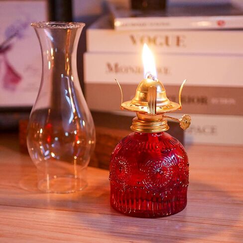 2Pcs Oil Lamps for Indoor Use Blue Vintage Glass Clear Kerosene Lamp Indoor Decorative Hurricane Lamp Oil Lantern for Home Tabletop Emergency Lighting in Saudi Arabia