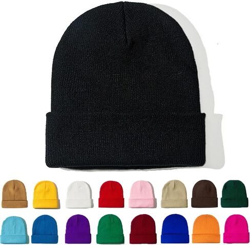 ZOORON Beanie for Women Men Unisex Cuffed Plain Skull Knit Hat Soft Fisherman Beanies Winter Hats in Kuwait