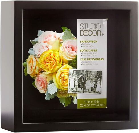 صندوق ظلال أسود عميق جدًا مقاس 25.4 سم × 25.4 سم من Studio Décor - علبة عرض صندوق الذاكرة للتذكارات والتذكارات والتذكارات - عبوة واحدة in Kuwait