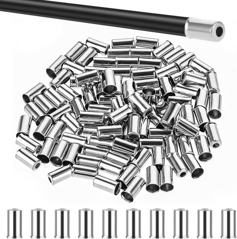 100 Pieces Bike Brake Cable End Caps, 5mm Silver Bike Cable End Caps Brass Material Bicycle Cable End Caps Cable Housing Bike Parts Cable Crimps for Road Mountain Bicycle in Saudi Arabia