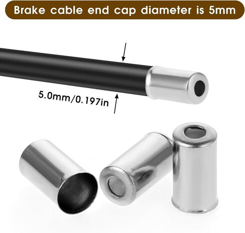 100 Pieces Bike Brake Cable End Caps, 5mm Silver Bike Cable End Caps Brass Material Bicycle Cable End Caps Cable Housing Bike Parts Cable Crimps for Road Mountain Bicycle in Saudi Arabia