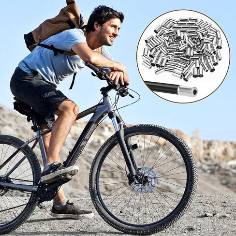 100 Pieces Bike Brake Cable End Caps, 5mm Silver Bike Cable End Caps Brass Material Bicycle Cable End Caps Cable Housing Bike Parts Cable Crimps for Road Mountain Bicycle in Saudi Arabia