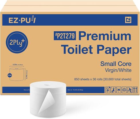 EZbrnd Premium 2-Ply Small CORE Toilet Paper/Bath Tissue/Septic Safe/Unscented, FSC Certified White, 36 Rolls x 850 Sheets in Kuwait