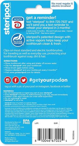 Steripod Clip-On Toothbrush Protector, Green and Blue, 2 Count in Kuwait