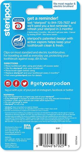 Steripod Clip-On Toothbrush Protector, Green and Blue, 2 Count in Kuwait