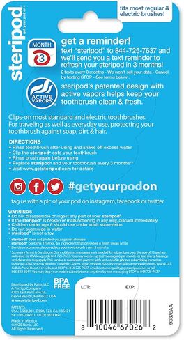 Steripod Clip-On Toothbrush Protector, Green and Blue, 2 Count in Kuwait