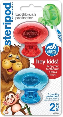 Steripod Clip-On Toothbrush Protector, Green and Blue, 2 Count in Kuwait