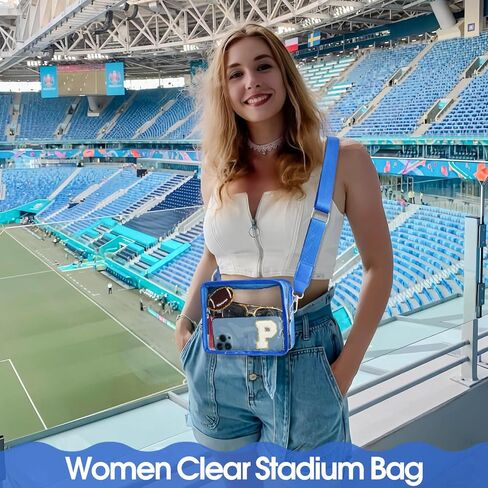 Clear Stadium Bag, Personalized Letter Initial Crossbody Bag, Clear Purse for Women Girl Sport Games Concerts Gift in Kuwait