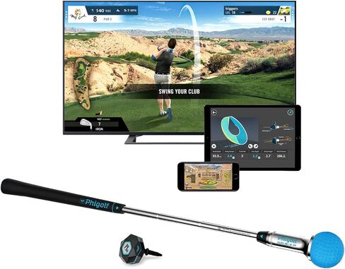 PHIGOLF Phigolf2 Golf Simulator with Swing Stick for Indoor & Outdoor Use, Golf Swing Trainer with Upgraded Motion Sensor & 3D Swing Analysis, Compatible E6 Connect APP, Works with Smartdevices in Saudi Arabia