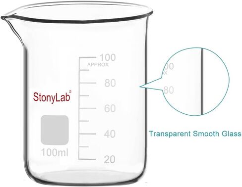 stonylab Graduated Glass Beaker Set, Borosilicate Glass Lab Beakers in 5 Sizes, 5 ml/10 ml/25 ml/50 ml/100 ml, Combo Pack in Saudi Arabia
