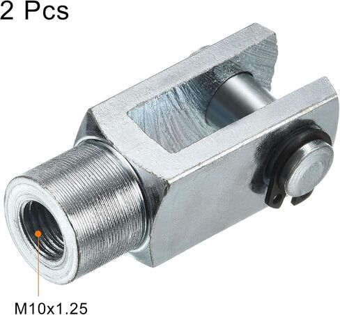 PATIKIL M10x1.25 Air Cylinder Rod Clevis End, 2 Pack Female Thread Y Connector 52mm Length for Air Cylinder Foot Mounting Work, Silver in Saudi Arabia