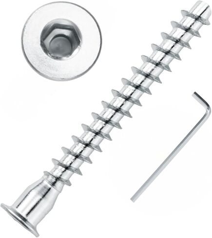 Confirmat Screws, M5 x 50mm 50 PCs, Hex Socket Drive Countersunk Furniture Connecting Self-Tapping Screw Set Carbon Steel Zinc Plated in Saudi Arabia
