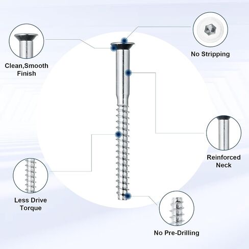 Confirmat Screws, M5 x 50mm 50 PCs, Hex Socket Drive Countersunk Furniture Connecting Self-Tapping Screw Set Carbon Steel Zinc Plated in Saudi Arabia