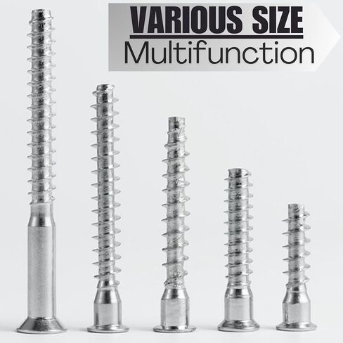 Confirmat Screws, M5 x 50mm 50 PCs, Hex Socket Drive Countersunk Furniture Connecting Self-Tapping Screw Set Carbon Steel Zinc Plated in Saudi Arabia