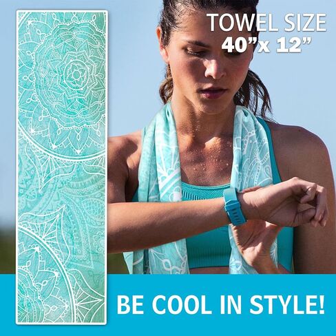 Cooling Towel(40"x12") Breathable Chilly Towel,Ice Towel,Microfiber Towel,Sun Protection,Easy Clean - for Yoga,Sport,Running,Workout,Gym,Biking,Hiking,Camping,Fitness & More Activities in Saudi Arabia