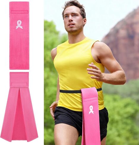 Preboun 12 Breast Cancer Awareness Supplies Including 4 Breast Cancer Football Towels 4 Glitter Pink Ribbon Temporary Tattoos 4 Pink Eye Stickers for Gym, Yoga, Youthful Football in Saudi Arabia