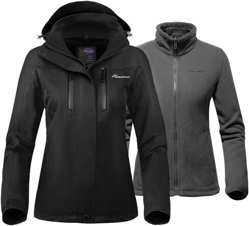 OutdoorMaster Women's 3-in-1 Ski Jacket - Winter Jacket Set with Fleece Liner Jacket & Hooded Waterproof Shell - for Women in Saudi Arabia