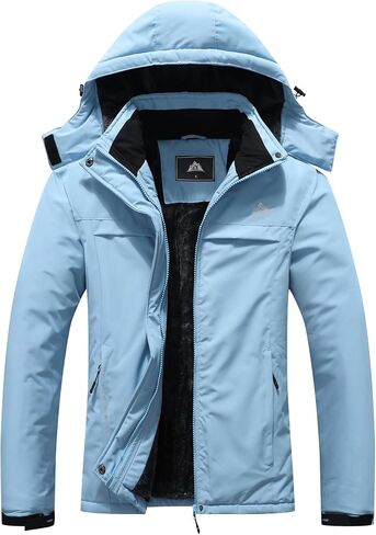 MOERDENG Women's Ski Jacket Warm Winter Coat Hooded Snowboarding Jackets Waterproof Mountain Windbreaker for Hiking Traval in Saudi Arabia