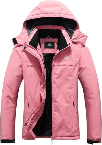 MOERDENG Women's Ski Jacket Warm Winter Coat Hooded Snowboarding Jackets Waterproof Mountain Windbreaker for Hiking Traval in Saudi Arabia
