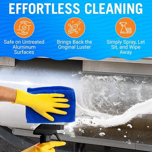 Aluminum Cleaner & Brightener & Restorer Aluminum Pontoon Cleaner Jon Boat and Canoe Aluminum Brightener Boat Cleaner Stain and Oxidation Remover Acid Wash in Kuwait