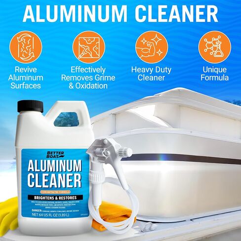 Aluminum Cleaner & Brightener & Restorer Aluminum Pontoon Cleaner Jon Boat and Canoe Aluminum Brightener Boat Cleaner Stain and Oxidation Remover Acid Wash in Kuwait