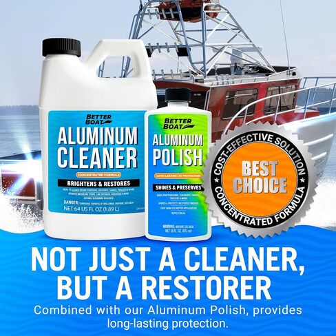 Aluminum Cleaner & Brightener & Restorer Aluminum Pontoon Cleaner Jon Boat and Canoe Aluminum Brightener Boat Cleaner Stain and Oxidation Remover Acid Wash in Kuwait