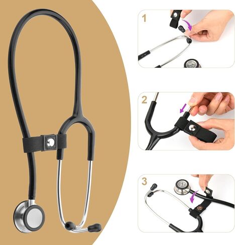 Beautyflier Adjustable Stethoscope Clip for All Models: Littmann, ADC, MDF, Adscope, Stethoscope Securing Safety Clip Perfect for Physicians, Nurses, EMT (Black, Elastic, 2pcs) in Saudi Arabia