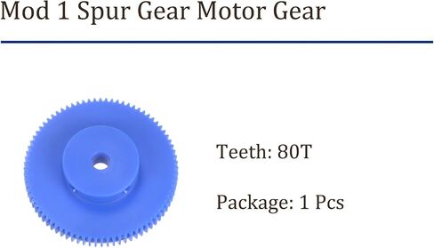 Mod 1 Spur Gear Motor Gear Step Gear 80 Teeth - [ 8mm Aperture x 10mm Height ], Suitable for Gearbox, Plastic in Saudi Arabia
