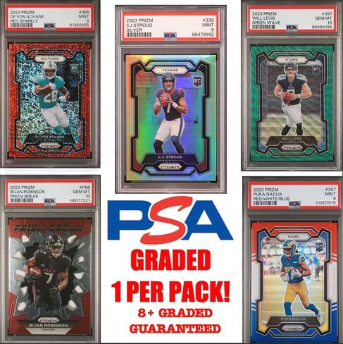 2023 Football PSA Only Graded 8+ Guaranteed Premuim Collection Mystery Hot Pack - Rookies/Superstars Only - Prizms, Parallels, Color, SP or SSP!! Look for C.J. Stroud Anthony Richardson in Saudi Arabia