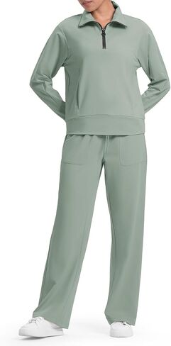 Rdruko Lounge Sets For Women 2 Piece Outfits Sweatsuit Half Zip Sweatshirts and Wide Leg SweatPants Tracksuit in Saudi Arabia