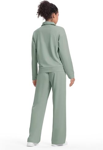 Rdruko Lounge Sets For Women 2 Piece Outfits Sweatsuit Half Zip Sweatshirts and Wide Leg SweatPants Tracksuit in Saudi Arabia