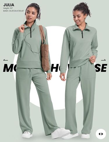 Rdruko Lounge Sets For Women 2 Piece Outfits Sweatsuit Half Zip Sweatshirts and Wide Leg SweatPants Tracksuit in Saudi Arabia