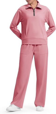 Rdruko Lounge Sets For Women 2 Piece Outfits Sweatsuit Half Zip Sweatshirts and Wide Leg SweatPants Tracksuit in Saudi Arabia