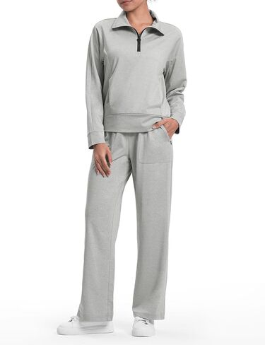 Rdruko Lounge Sets For Women 2 Piece Outfits Sweatsuit Half Zip Sweatshirts and Wide Leg SweatPants Tracksuit in Saudi Arabia