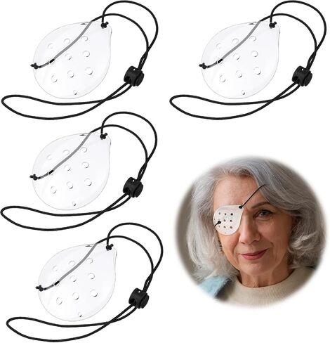 4 Pcs Plastic Eye Shield, Clear Eye Patch with Adjustable Strap Eye Surgery Covering Breathable After Surgery Eye Protections for Patient Men Women, Eye Care Supplies for Eye Post-Operative Recovery in Saudi Arabia
