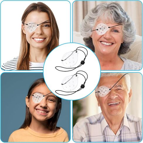 4 Pcs Plastic Eye Shield, Clear Eye Patch with Adjustable Strap Eye Surgery Covering Breathable After Surgery Eye Protections for Patient Men Women, Eye Care Supplies for Eye Post-Operative Recovery in Saudi Arabia