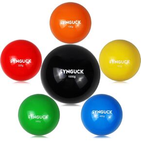 SYNGUCK 6 Pack Plyometric Weighted Balls for Baseball & Softball Training Set (3.5/5.3/7.9/10.6/14/35 oz) Variable Weight Plyo Baseballs for Improved Power & Pitching Training - for All Skill Levels