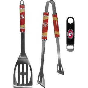 Siskiyou Sports NFL San Francisco 49ers Unisex 2 pc BBQ Set and Bottle Opener, Team Colors, One Size,F2BQ075LBO