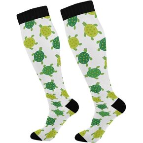 Kigai 1 Pair Cute Turtle Design Compression Socks 20-30mmHg Knee High Women Socks Tube Athletic Stockings for Men Sport Soccer Running Cycling Medical Nurse Winter Travel
