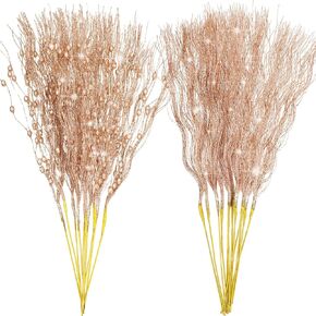 24 Pcs Halloween Artificial Glitter Berry Branches 17 Inch Christmas Fake Picks Stems Tree Bead Sticks Decorative Twigs with Berries for Xmas Table DIY Wreath Crafts Vase(Black, Purple, Orange)
