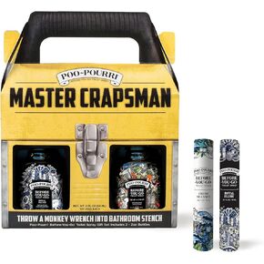 مجموعة هدايا Poo-Pourri، Go Toilet Spray، Master Crapsman، Royal Flush، ملح البحر المنعش 10 مل، أصفر in Kuwait