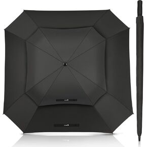 ZOMAKE Extra Large Golf Umbrella 62 Inch - Double Canopy Vented Golf Umbrellas for Rain Windproof Automatic Open Golf Push Cart Umbrella Oversize Stick Umbrellas for Men Women(Black/Square)