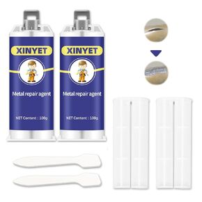 Metal Repair Glue, 2Pcs Professional Grade Metal to Metal Glue Heavy Duty for Metal, l Casting Defect, High Temperature Resistant Liquid Metal Filler, Weld Metal Repair Paste (200g)