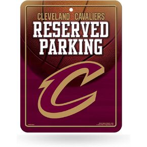 Rico Industries NBA Cleveland Cavaliers Metal Parking Sign 8.5" x 11" Carbon Fiber Metal Parking Sign - Great for Man Cave, Bed Room, Office, Home Décor