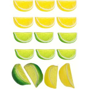 20pcs Artificial Lemon Blocks Plastic Fake Lemon Lime Block Lemonade Decor for Home Kitchen Fruit Basket（Yellow